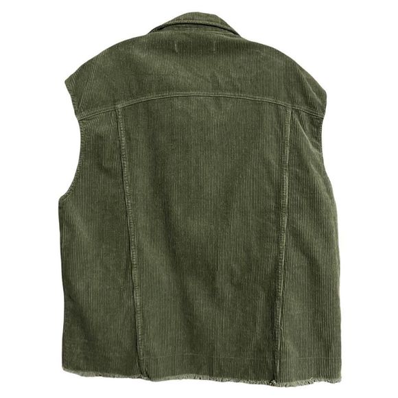 Zara Olive Green Corduroy Oversize Button Up Vest Jacket Unisex Sz M NWT - Picture 5 of 11